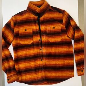 The American Outdoorsman Striped Orange and Black Button-Up Jacket (NEW) SZ: L